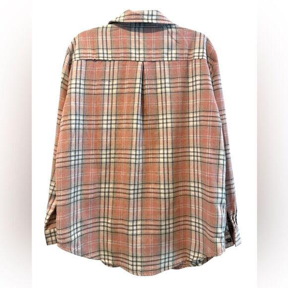 Pink Lily Button Down Flannel Shirt Front Pocket Pink Flannel Size Small - Picture 5 of 10